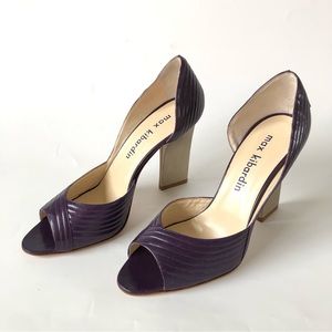 Max Kibardin Purple Leather D'Osay Peep Toe Sculpture High Heel Pumps 39